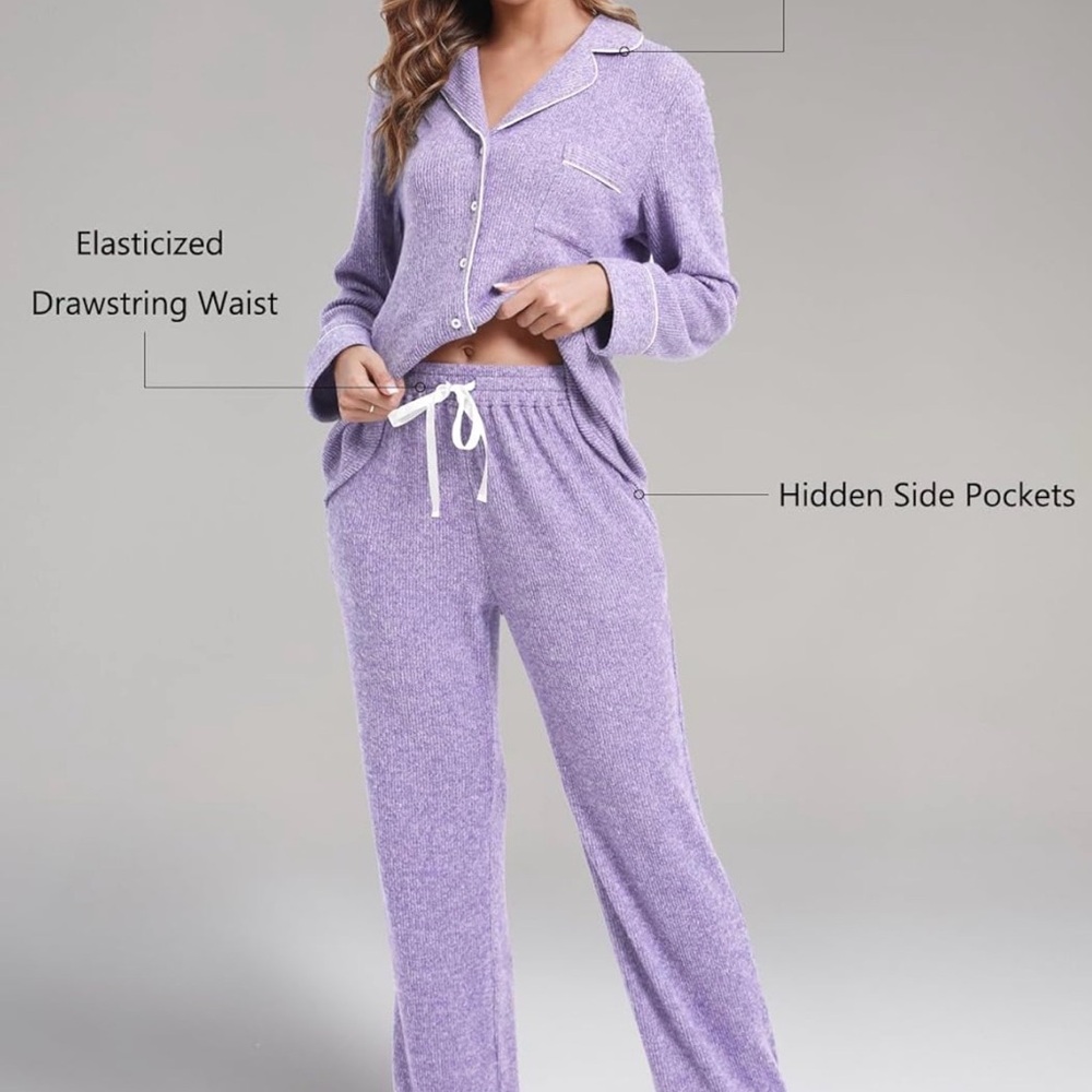 Plush Lavender Knit Lounge Pajama Pants - Women Intimates & Sleepwear - Picture 2 of 4